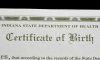 Birth certificate close up