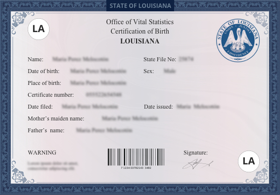Louisiana (LA) Birth Certificate Online US Birth Certificates
