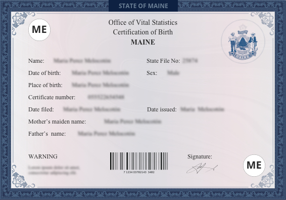 Maine (ME) Birth Certificate Online US Birth Certificates