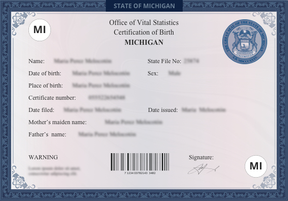 Michigan (MI) Birth Certificate Online US Birth Certificates