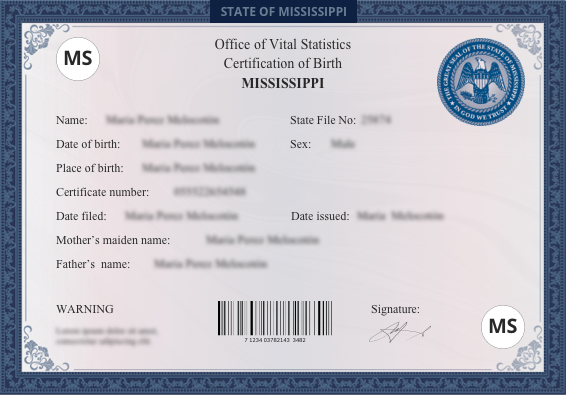 Mississippi (MS) Birth Certificate Online US Birth Certificates