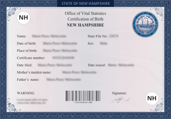 New Hampshire (NH) Birth Certificate Online US Birth Certificates