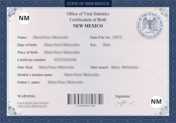 New Mexico (NM) Birth Certificate Online US Birth Certificates
